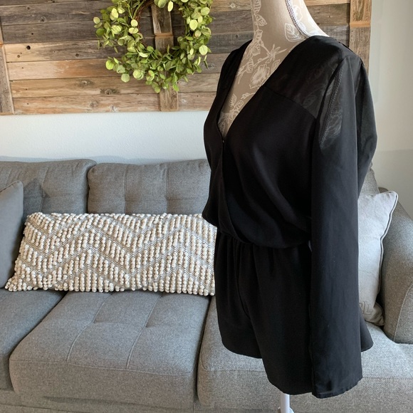 Lulus Surplice Long Sheer Sleeve Romper - Picture 2 of 9